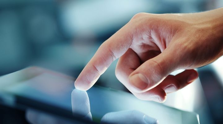 Hand touching capacitive screen mobile device component