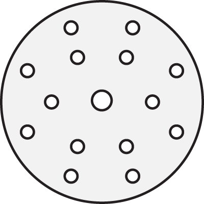 Laser cut abrasive disk with 15 holes